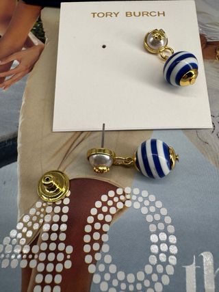 Pendientes Tory Burch Perla y Rayas