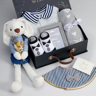 Set regalo bebé niño: manta, peluche, gorro