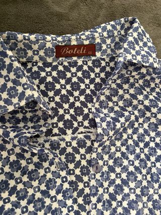 Camisa Boteli Estampada Azul y Blanca Talla M