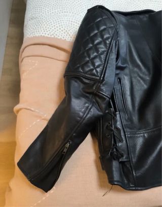 Chaqueta Cuero Moto Custom Negra
