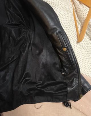 Chaqueta Cuero Moto Custom Negra