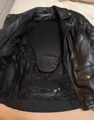 Chaqueta Cuero Moto Custom Negra
