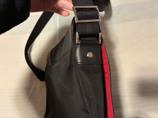 Bandolera negra de caballero de piel y tela