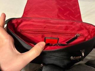 Bandolera negra de caballero de piel y tela