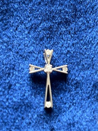 Colgante Cruz Oro Blanco Diamantes