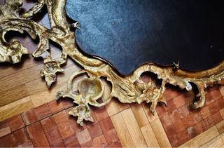 Espejo Antiguo Bronce Macizo Cornucopia