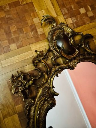 Espejo Antiguo Bronce Macizo Cornucopia