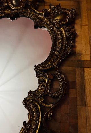 Espejo Antiguo Bronce Macizo Cornucopia