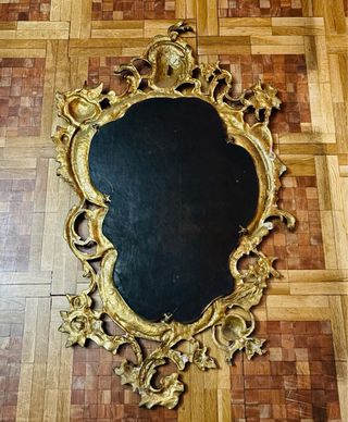 Espejo Antiguo Bronce Macizo Cornucopia