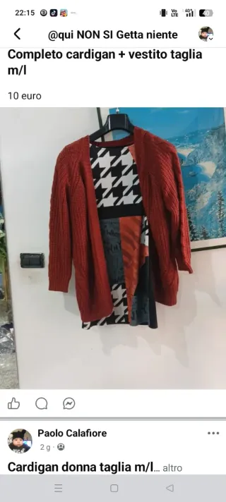 Completo cardigan + vestito taglia m/l
