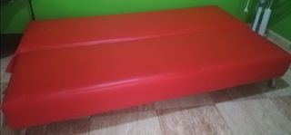 Sofá Cama Piel Sintética Rojo