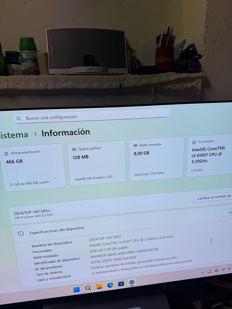 Mini PC HP Prodesk 8G/500GB Windows 11 afbeelding 3