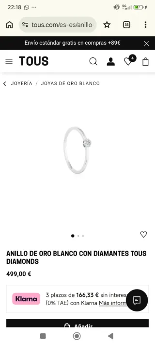 Anillo Tous Oro Blanco con Diamantes