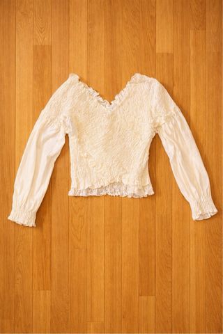 Blusa Zara Bianco Manica Lunga cotone