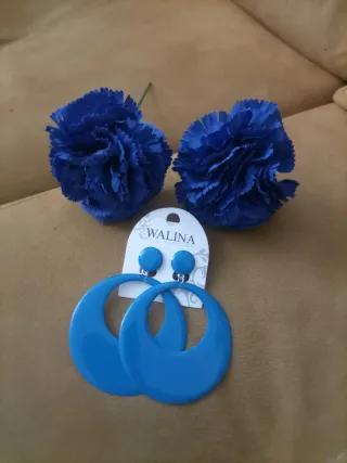 Flor y pendientes WALINA azules