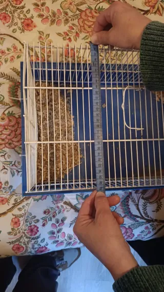 Jaula para hámster azul y blanca