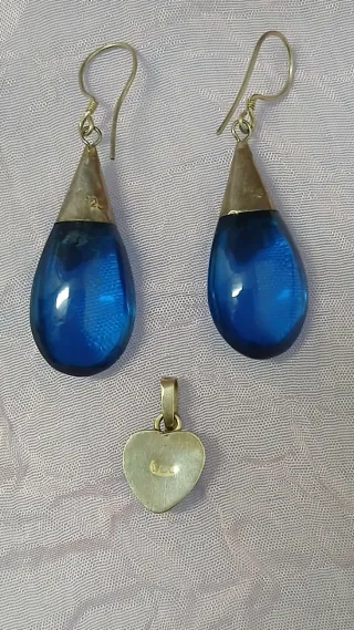 Pendientes Bali & Colgante Corazón Larimar Plata