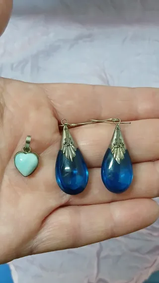 Pendientes Bali & Colgante Corazón Larimar Plata