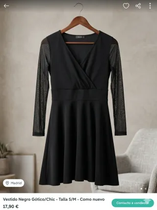 Vestido Negro Gótico/Chic Talla S/M