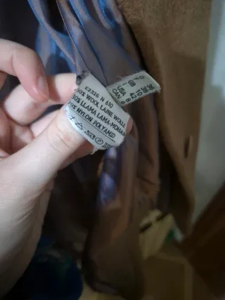 Abrigo vintage camel de lana, llama y mohair