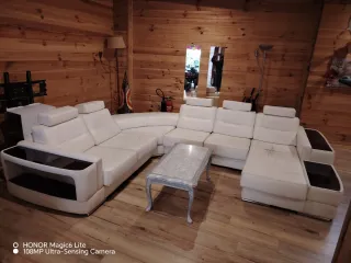 Sofá modular blanco piel sintética