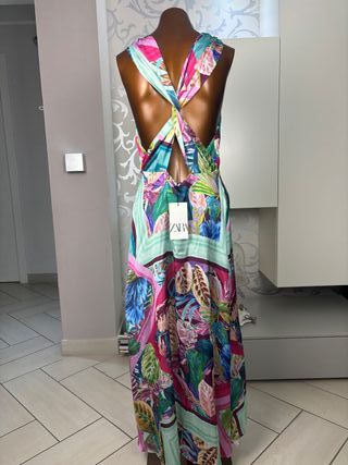 Abito Zara Raso Fantasia Floreale Taglia M