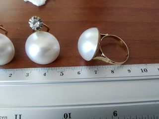 Juego oro 18K y perlas: pendientes y anillo