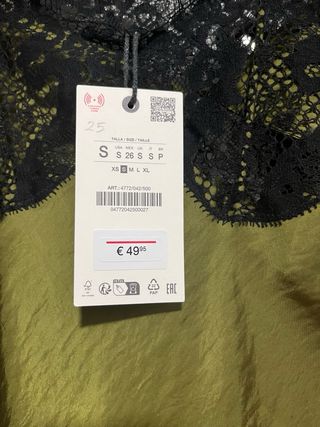 Vestido Zara satén encaje asimétrico T/XS