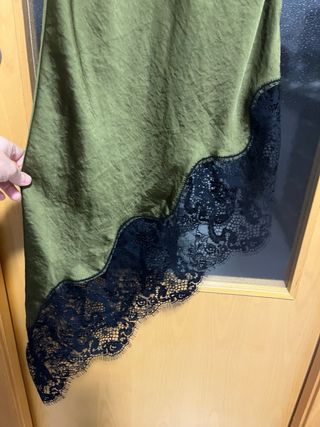 Vestido Zara satén encaje asimétrico T/XS