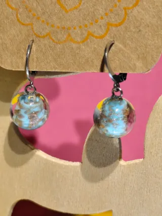 Lote Pendientes Murano Azul y dorado