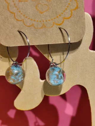 Lote Pendientes Murano Azul y dorado