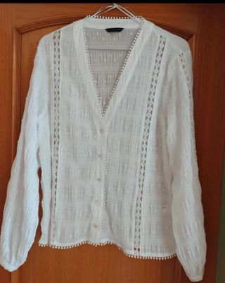 Camisa bordada Zara blanca