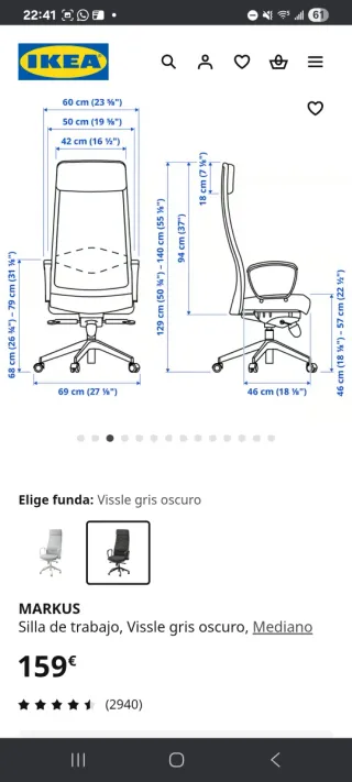Silla de oficina IKEA MARKUS gris oscuro