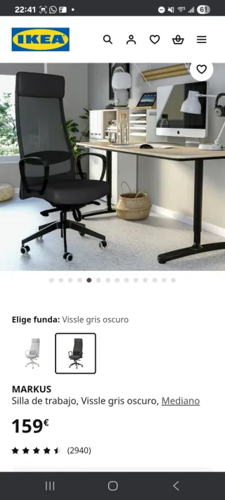 Silla de oficina IKEA MARKUS gris oscuro