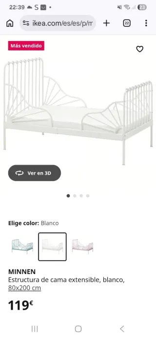 Cama infantil metálica blanca