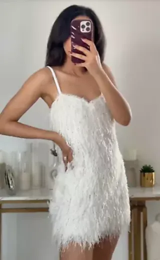 Vestido Zara pelitos blanco Talla XS