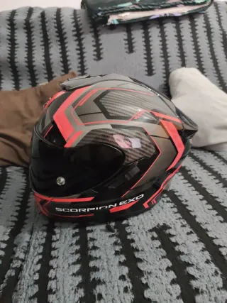 Casco Scorpion Moto Negro Rojo