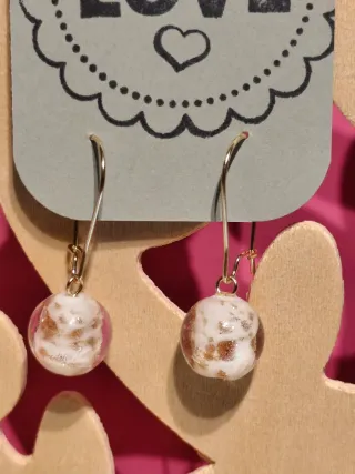 Lote pendientes Murano dorados y blancos