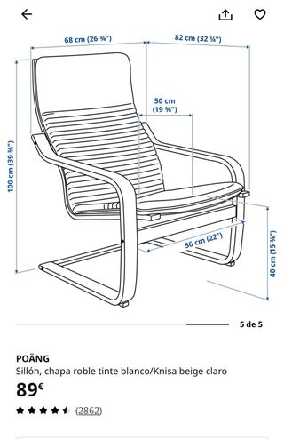 Sillón Mecedora Ikea Madera y Tela