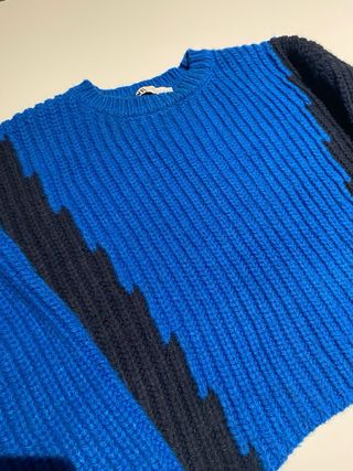 Jersey Zara punto grueso azul mujer