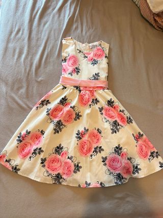 Vestido niña flores rosas