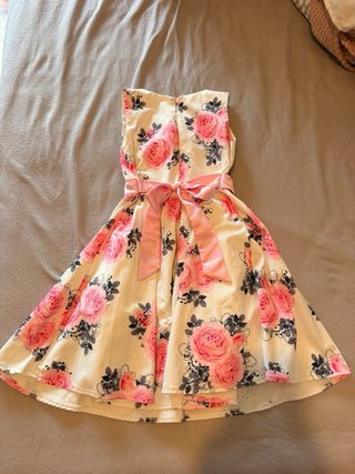 Vestido niña flores rosas
