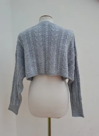 Jersey gris trenzado crop top
