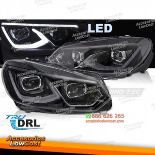 FAROS COMPLETAMENTE LED NEGROS para VW GOLF 6 08-
