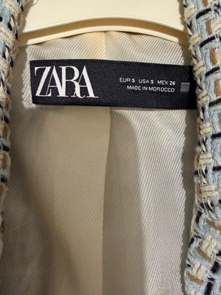Americana Zara azul clarito cuadros