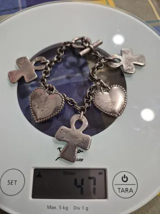 Pulsera Plata Corazones y Cruces