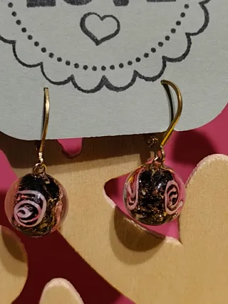 Lote pendientes Murano negro y rosa