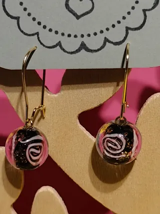 Lote pendientes Murano negro y rosa