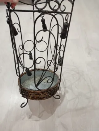 Paragüero forja y mimbre con cubeta extraible