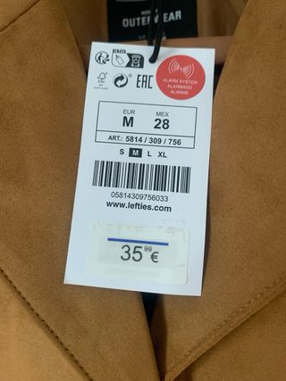 Chaqueta efecto ante marrón Talla M